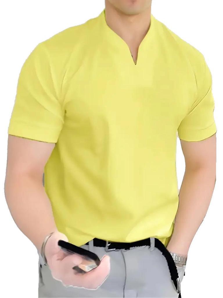 2023 Men's Summer Muscle Fit Elastic Cotton V-Neck T-Shirt - European Size