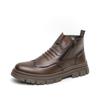 High End Brand Classic Brown Men's Outdoor Workwear Boots Thick Soled Business Short Boots Men's High Top Leather Casual Shoes