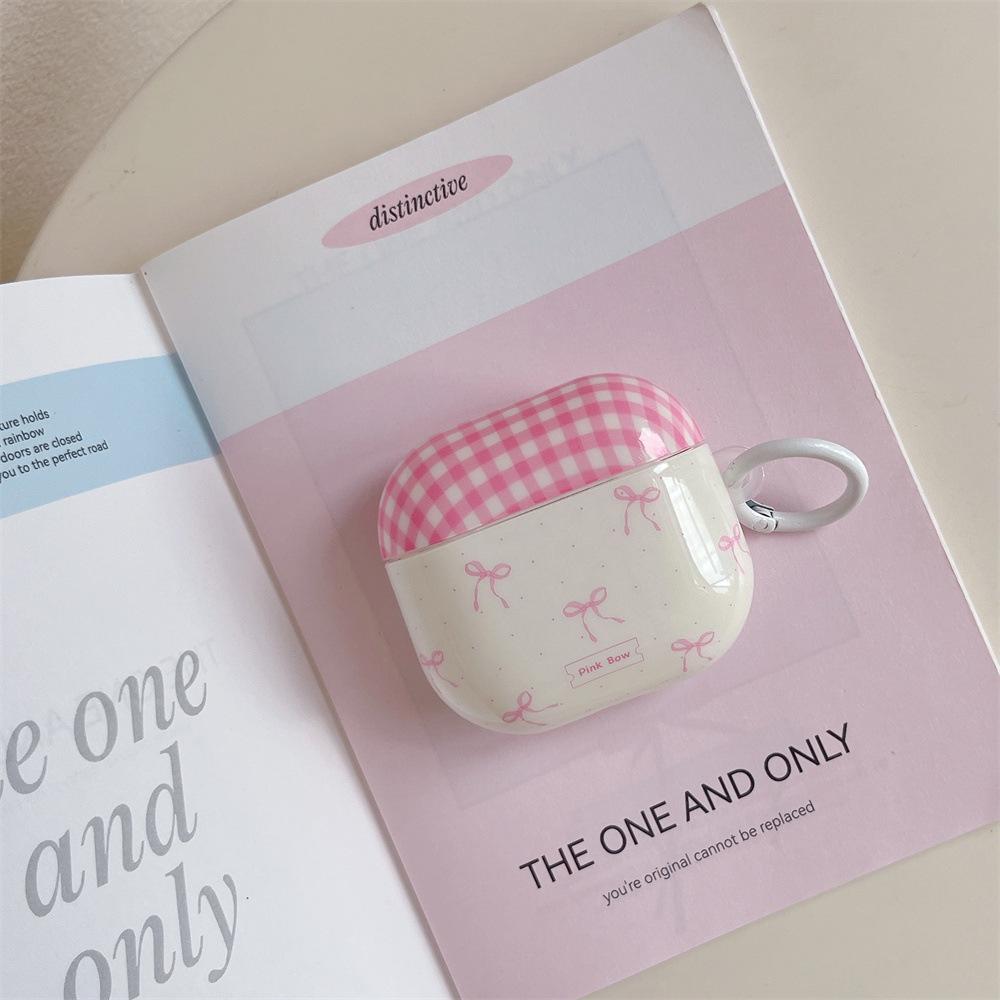 Korean Pink Bow IMD Earphone Cover for Apple AirPods 1 /1 Generation Creative Bluetooth Case PRO/PRO1