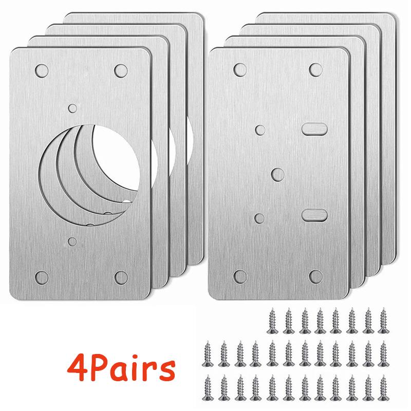 

4Pair Hinge Repair Plate Cabinet Furniture Drawer Table Repair Mount Tool Hardware Stainless Steel Hinge Fixing Plate