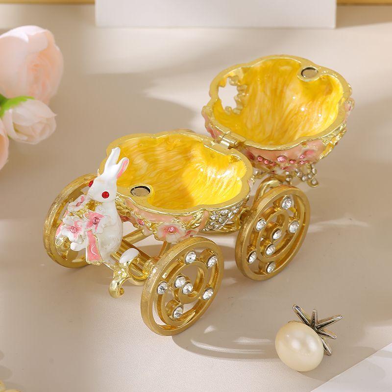 Rabbit Carriage Enamel Jewelry Box Proposal Ring Box Earrings Storage Box Wedding Gift Box Tide Play Small Gift