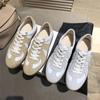 Gehen Sie zu Frühling~ 2025 Deutsche Trainingsschuhe, Frühling und Sommer Retro-Leder Flachsohlen-Sportschuhe Koreanische Version Schnür-Freizeit-Board-Schuhe Damen