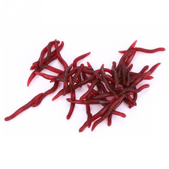50Pcs 3.5cm Worm Bait Simulation High Elasticity Bite Resistant Angling Earthworm Bait Worms