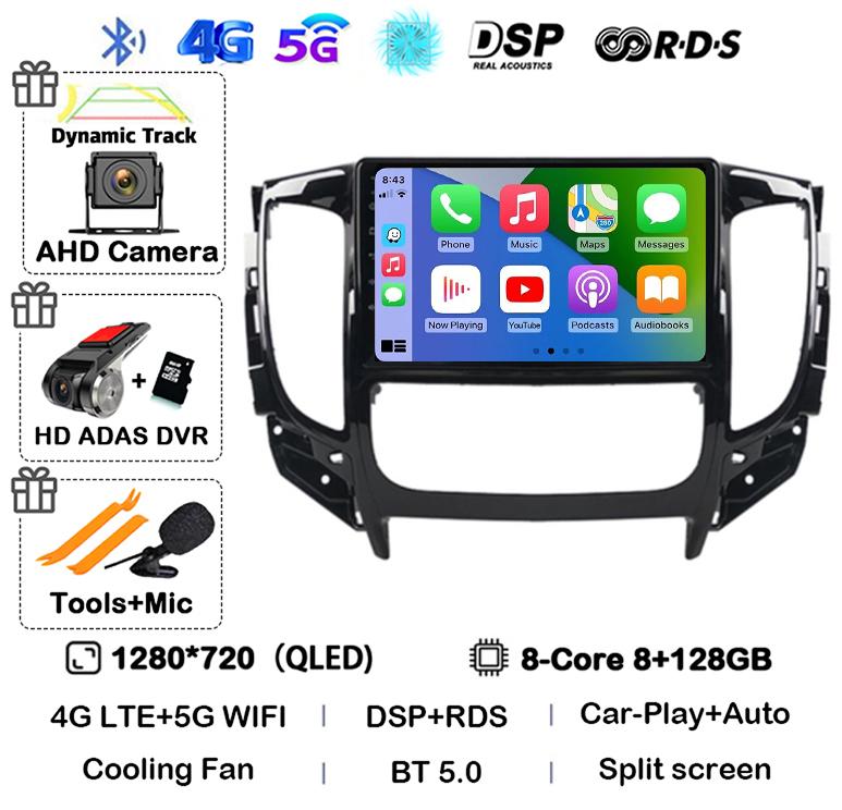 Android 14 WIFI+4G Carplay Auto For Mitsubishi Pajero Sport 3 L200 2015 2016 2017 2018 2019 Car Radio Multimedia Player GPS QLED