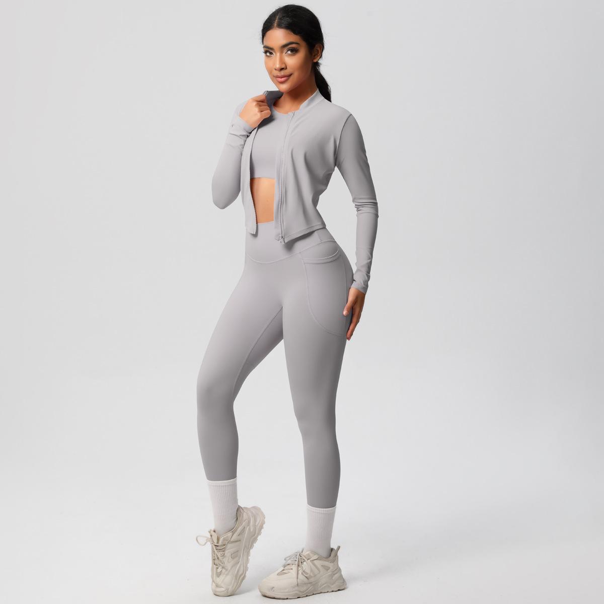 

Комплект для йоги с высокой талией, подтягивающий бедра, облегающий, быстросохнущий, вдохновленный облаками, трехпредметный комплект спортивной одежды для бега и фитнеса для женщин XL