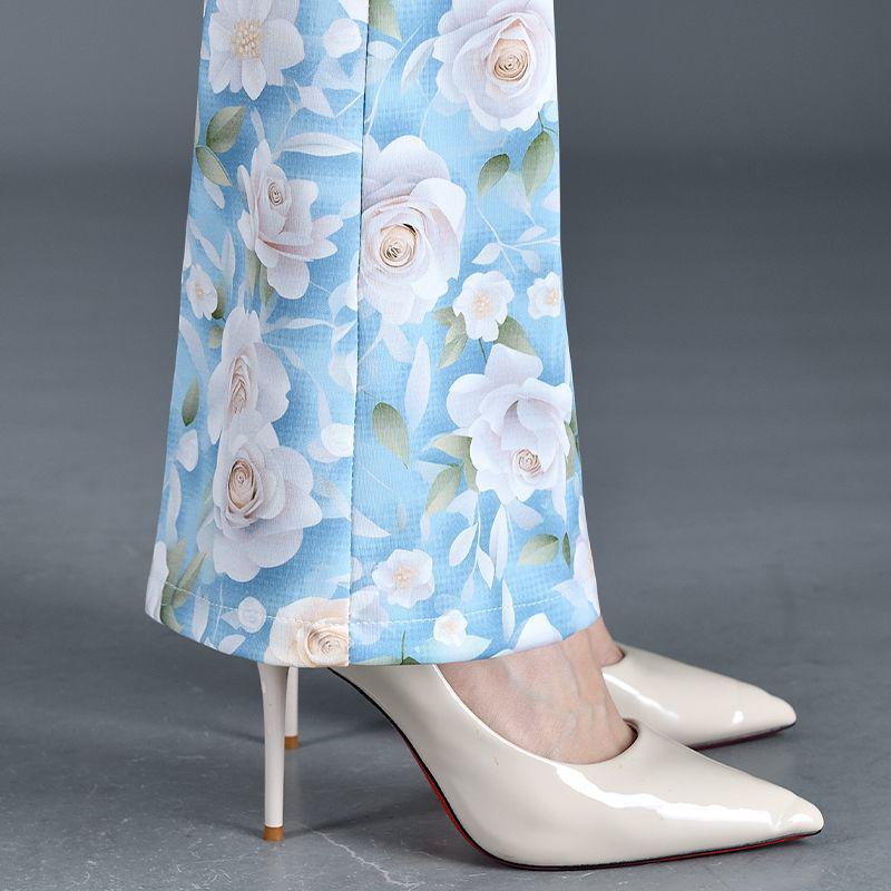 Cuihua Women's Plaid Micro-Flare Pants: Summer Fashion 2025, Slimming, Body-Shaping, and Versatile Elastic Long Pants.