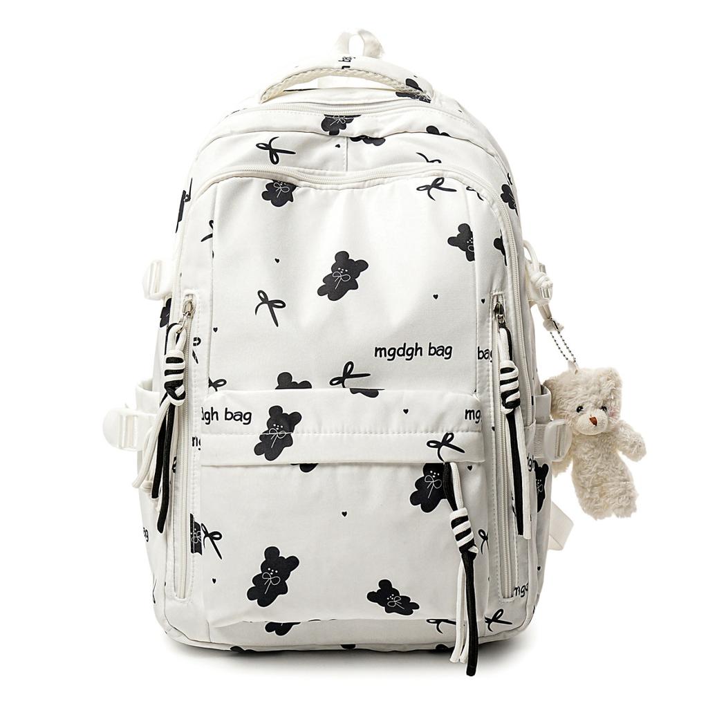 Schoolbag High School Student Schoolbag Junior High School Girl Ins Niche Floral Bear High Value Backpack Japanese Printed Backpack