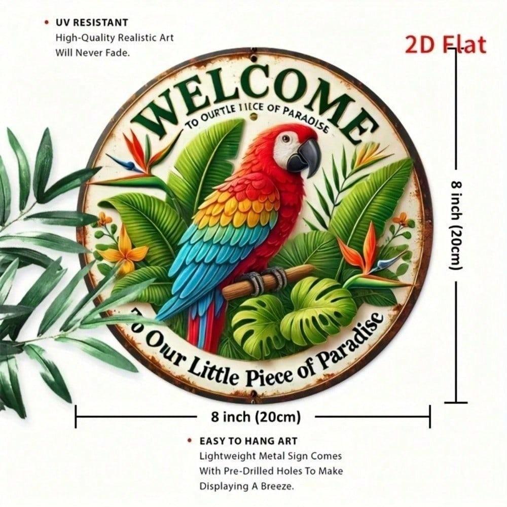 Vintage Metal Tin Sign 8x12 Inch Our Little Piece of Paradise Retro Wall Art Home Decor Kitchen Bar Cafe