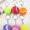 Key Ring Soft Lovely Flocking Mini Sport Ball Tennis Keychain for Kids