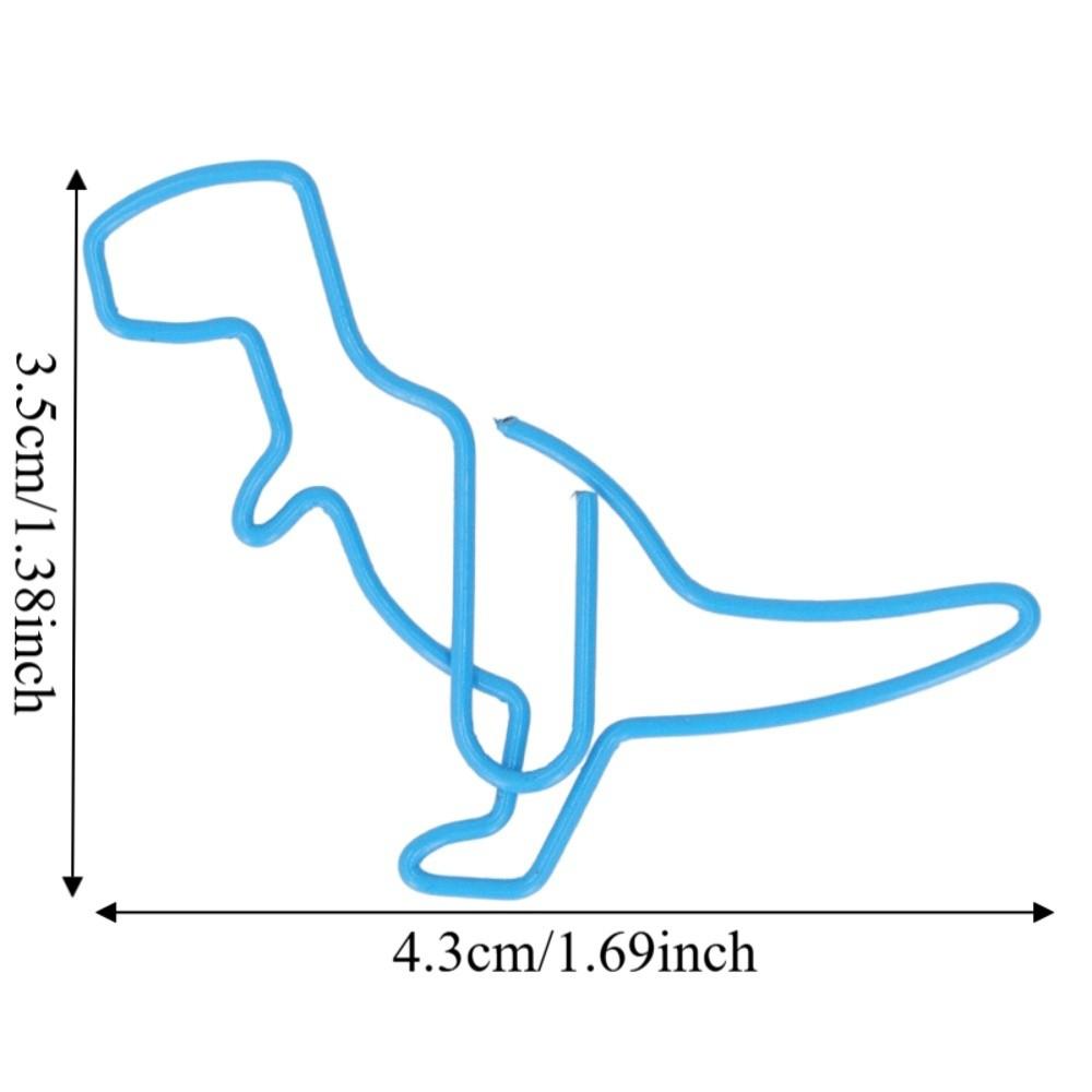 100Pcs Dinosaur Shape Funny Paper Clips Plastic-coated Metal Cute Paperclips  Scrapbook Making