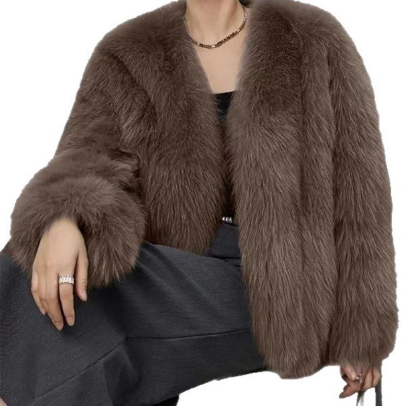 Fur Artificial Fur Fur Jacket Short Fashion Imitation Fox Fur Jacket Fluffy Plush Women's Clothing Winter