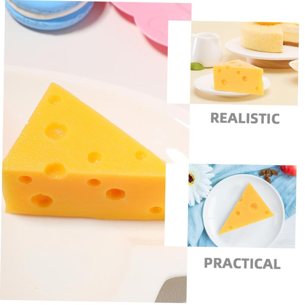 CORHAD Realistic Artificial Cheese Simulation Cheese for Decorating Cakes and Photography and Crafts 3-Piece Model, Desserts, Props,