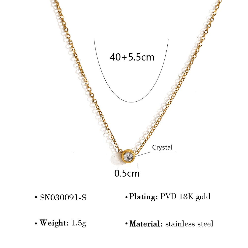 

Colorful Zircon Round Pendant Necklace For Women Fade Resistant Versatile Spring Summer Collarbone Chain