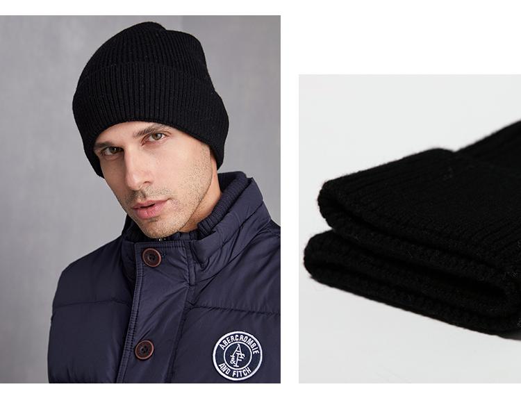 Hengyuanxiang 100% pure wool hat men's autumn and winter knitted hat soft and delicate skin friendly warm hat