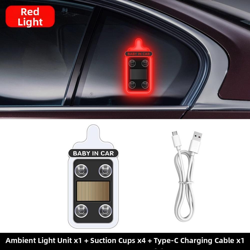 Solar Powered Car Neon Lights Suction Cup LED Ambient Light Car Neon Light  Front Rear Windows