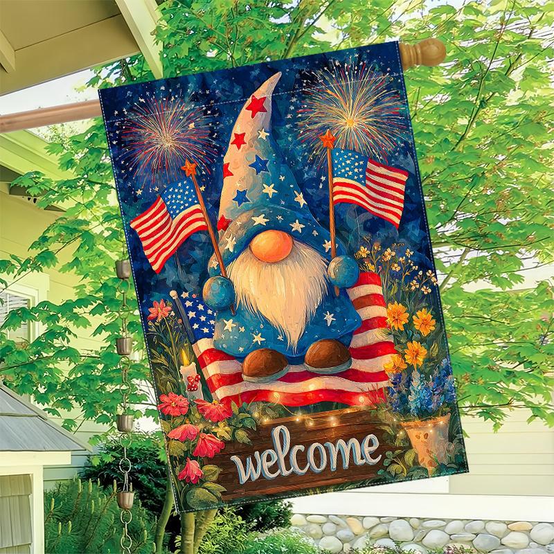 1pc Patriotic Welcome Dwarf Garden Flag_4 (5) Garden Decoration Double S, Home Decoration, Yard Decoration, Outdoor Decoration, Lawn Decoration, Flag