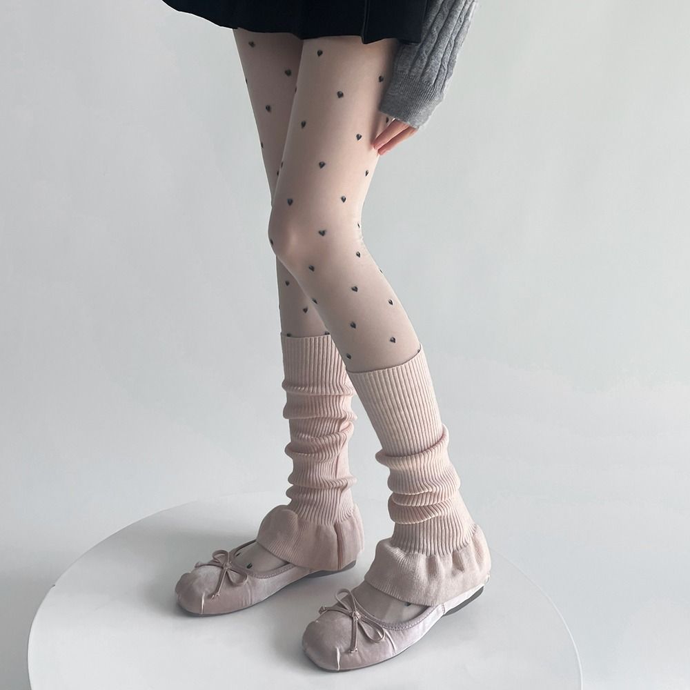 Ballet Style Knitted Foot Cover Y2K Women Leg Warmers Solid Color Lolita Boots Cover Autumn/Winter