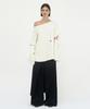 Teulimingbeodeu Sleeve Slit Boat Neck Knit [ Ivory ]
