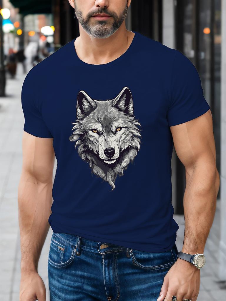 Wild Grey Wolf Head Unisexs Crew Neck T Shirt Cool Wildlife Graphic Short Sleeve Tee Animal Lover Casual Male Summer Street Tops