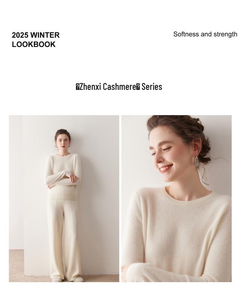 Women's Soft Cashmere Sweater: 2025 Autumn/Winter Round Neck Knit, Solid Color, Versatile Base Layer