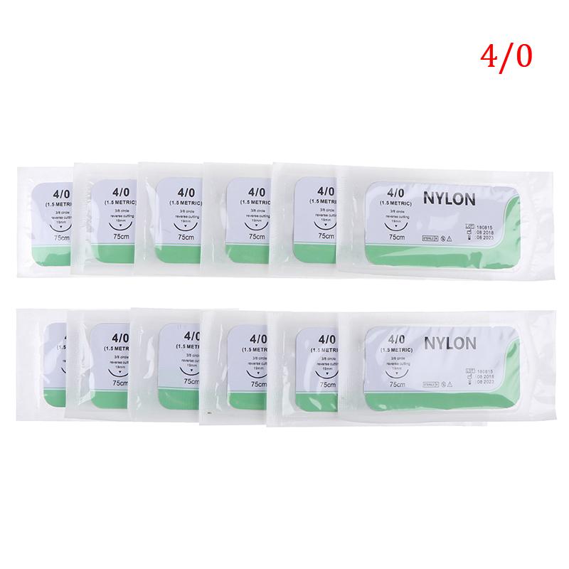 12PCS 2.0/3.0/4.0/5.0 Needle Suture Nlon Medical Thread Sterile Surgical Practice 3