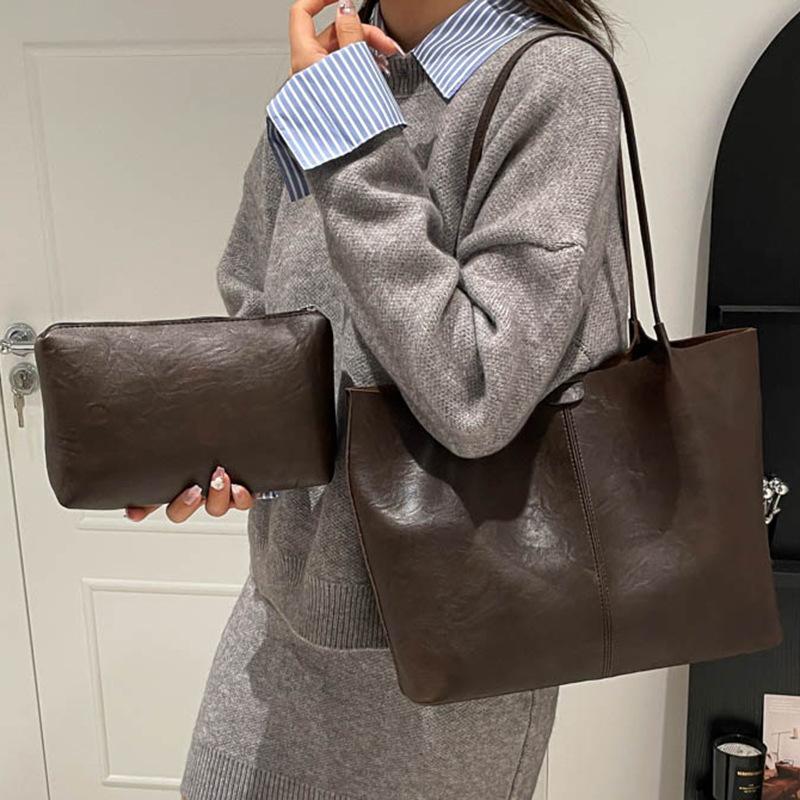Retro Large-capacity Bag Women's Autumn New Textured Portable Shoulder Bag To Work Commuting Underarm Tote Bag