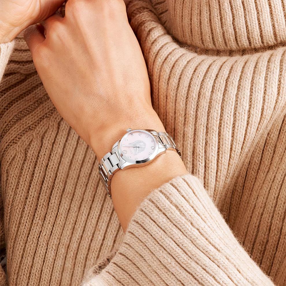 Gucci YA1265013 G-Timeless 27mm dámské růžové hodinky s ciferníkem