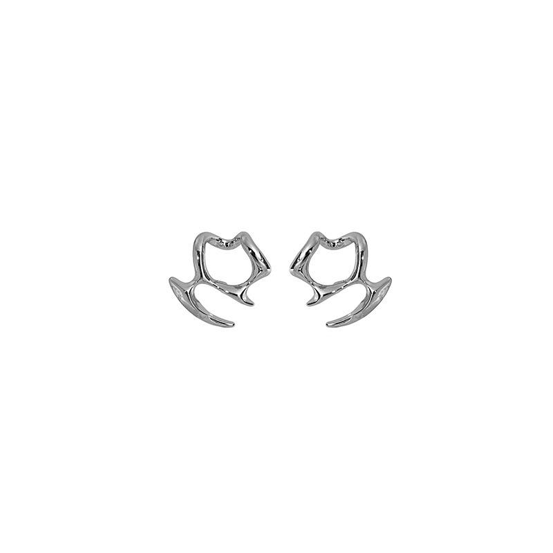 925 Sterling Silver Minimalist Irregular Stud Earrings - Liquid Metal Design