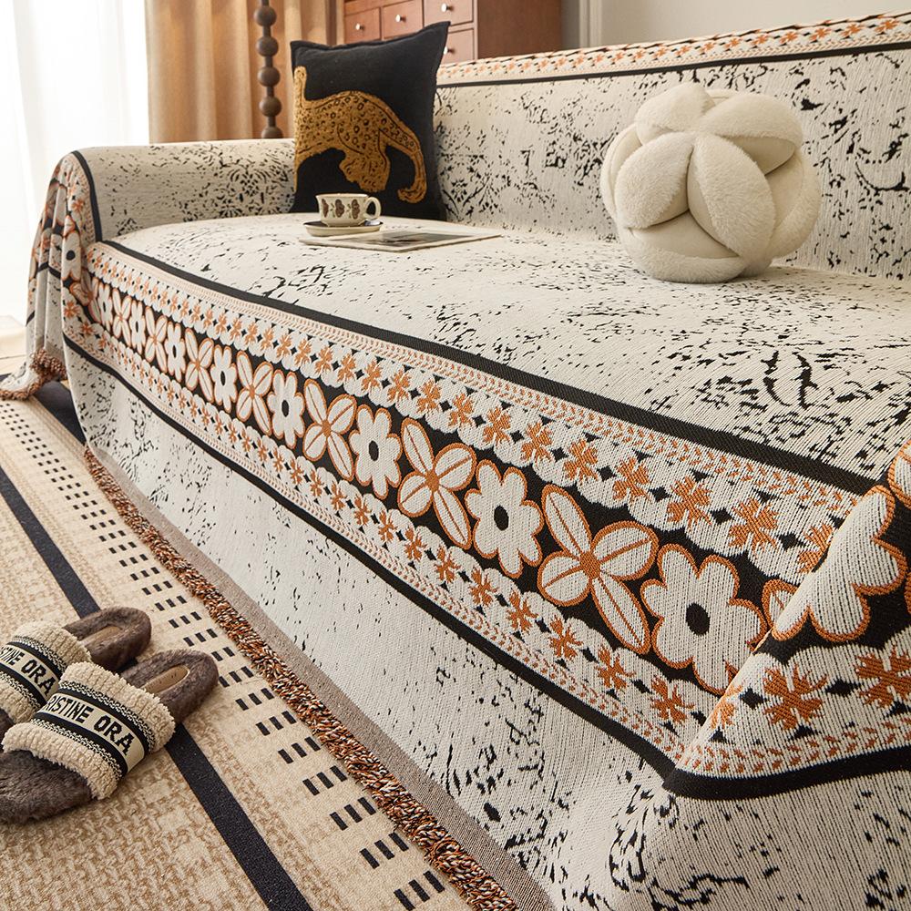 

1 шт. Чехол на диван в богемном стиле, Плед, Защита для дивана, подходящая для домашних животных, с кисточками, Геометрический дизайн для домашнего декора, Подходит для одноместных и четырехместных диванов 180*130cm