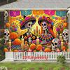 2D Flat Banner 1PC - Adult-themed 2D Flat Banner with Skull and Flower Design, Featuring an Adult Background Decoration.