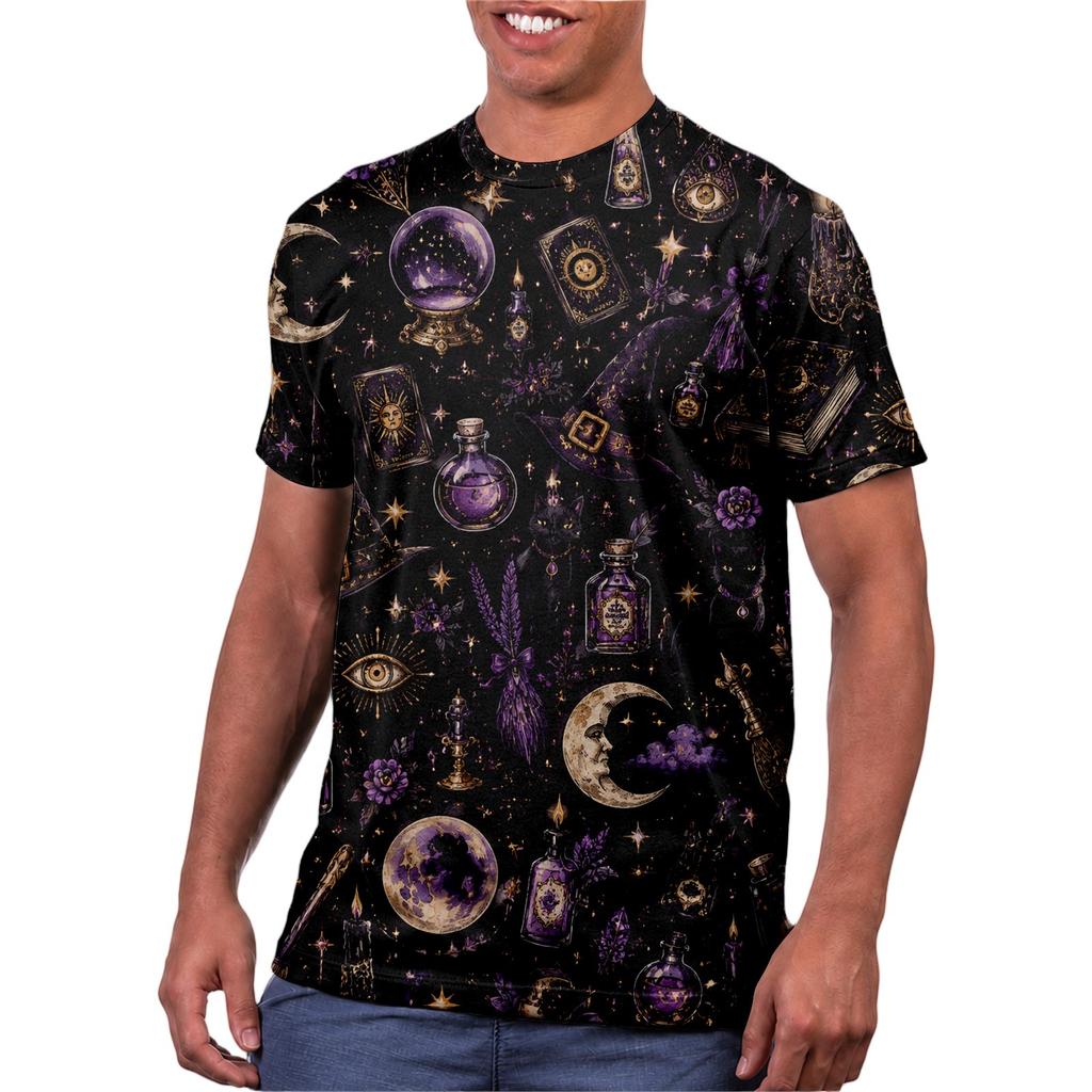 Halloween All Over Print T Shirt, Cute Pumpkin Graphic Tee for Women Men
