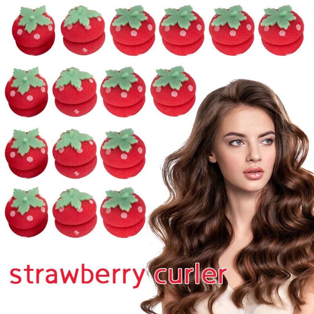 6 STK DIY Svampruller Curlers Hode Hårkrøller Strawberry Curler Mykt hår Curler Balls Jenter