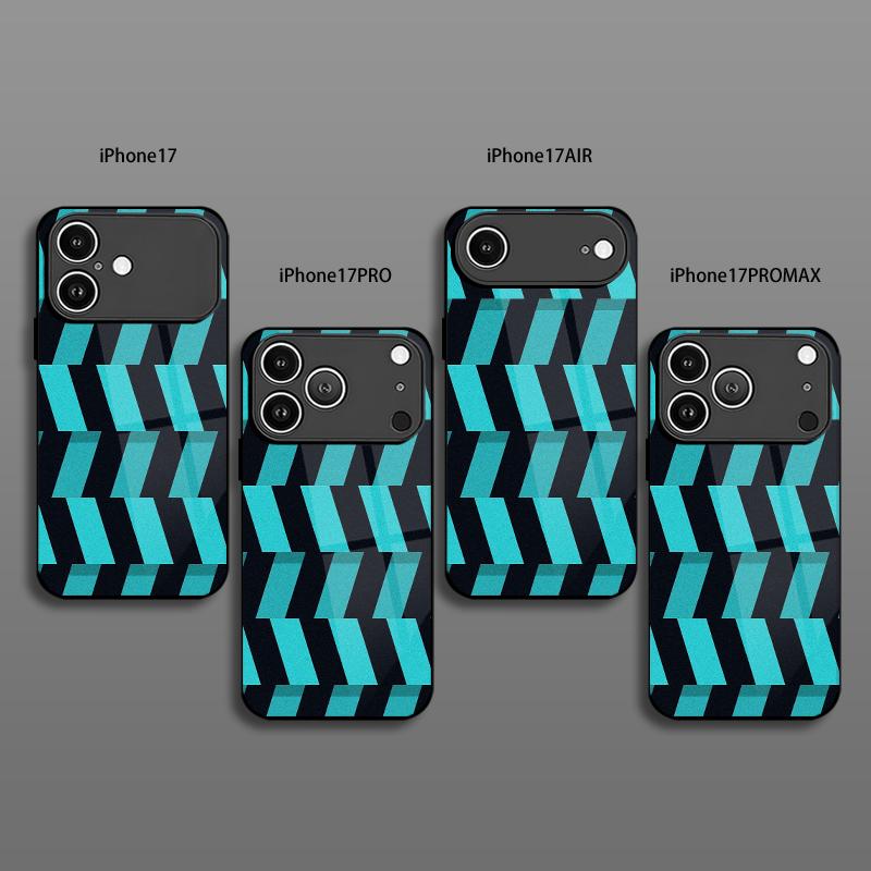 Blue Diagonal Pattern 2D Phone Case for iPhone 17 16 15 14 13 12 11 X XR XS Max Pro 8 Plus - Glass Protective Cover