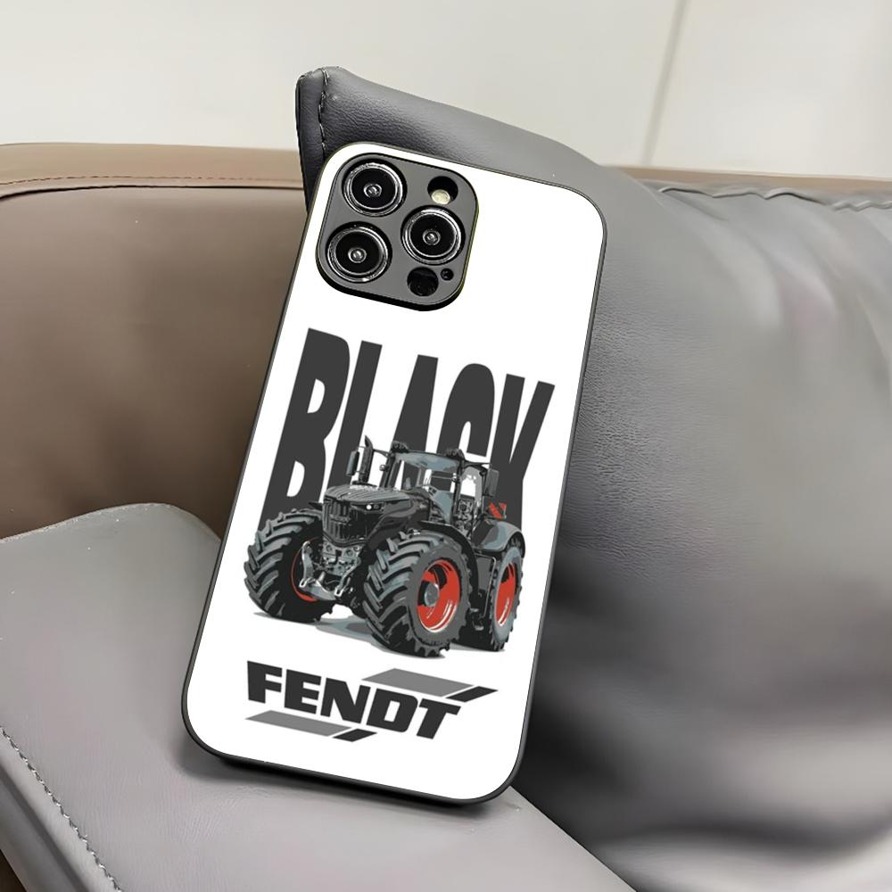Fendt Handyhülle für iPhone 16 15 14 12 11 13 Pro Max Mini 8 X Xr Xs Puls Schwarze Glasabdeckung