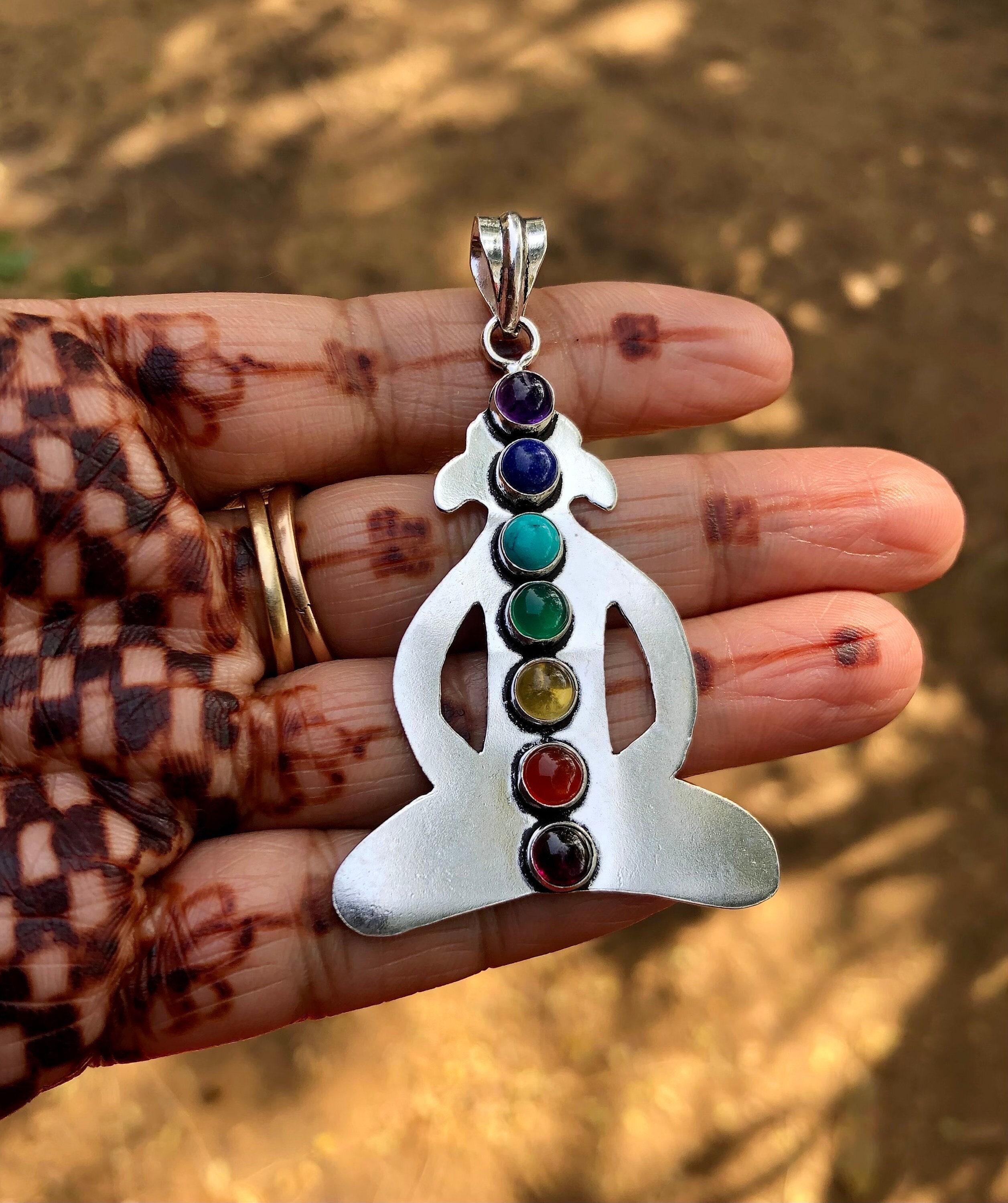 7 Chakra, Seven Chakra Natural Gemstone Pendant, Healing Pendant, Yoga Pendant, Free Ship One Size