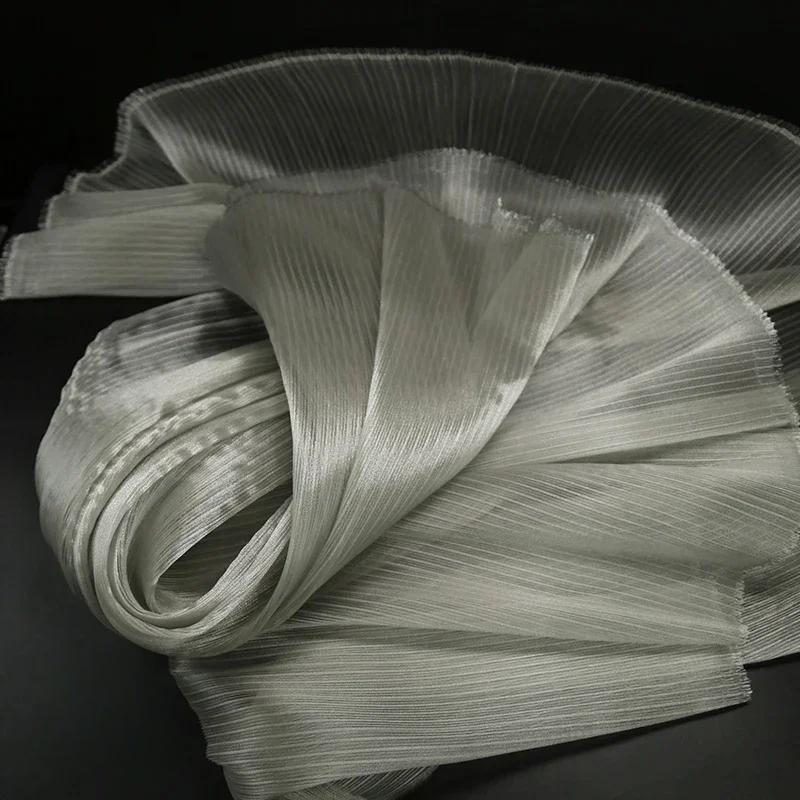 100x145cm Jasná Plisovaná Organza Látka Šít Svatební Šaty A Módní Plisované Síťoviny, DIY Tvar Pevné Designové Látky