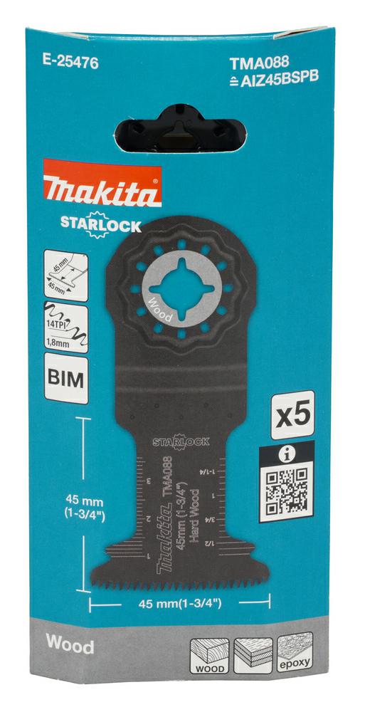 Makita Mt Brzeszczot Do Cięcia Wgłębnego Bim 45Mm X 45Mm 14Z C Tma088 5Szt.