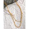 Yhpup Stylish Layered Chain Stainless Steel Necklace 18K Gold Plated Texture Waterproof Trendy Korean Thin Chain Jewelry Women