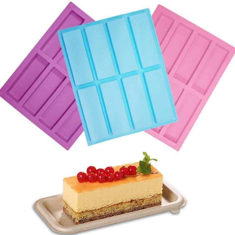 1PC 8 Cavity Cake Mold Rectangular Chocolate Silicone Mold Soap Mold Baking Mold Ice Cube Mold DIY Kitchen Tool Decoration Mold