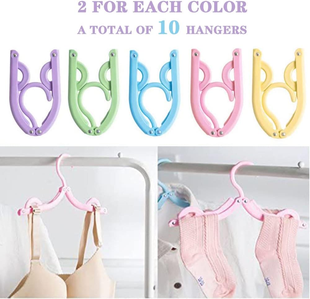 10 Pcs Travel Hangers - Portable Folding Clothes Hangers Travel Accessories Foldable Clothes Drying Rack for Travel