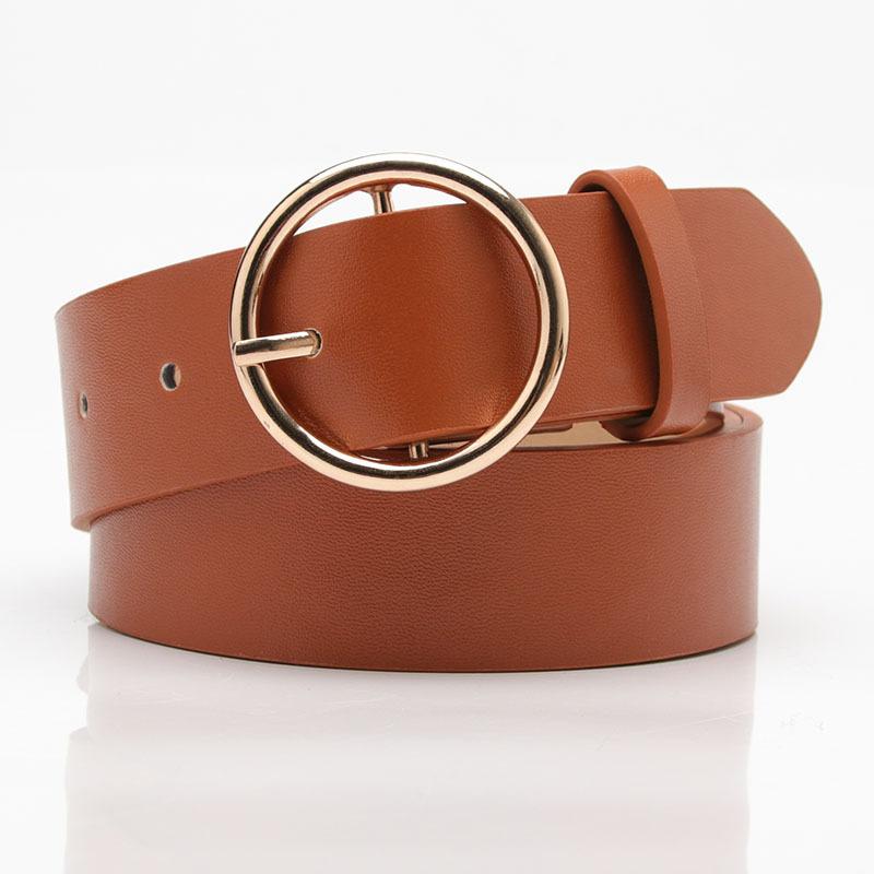 Women's Belt, Round Buckle Casual Simple and Versatile Women's Jeans Accessories Belt, Women's