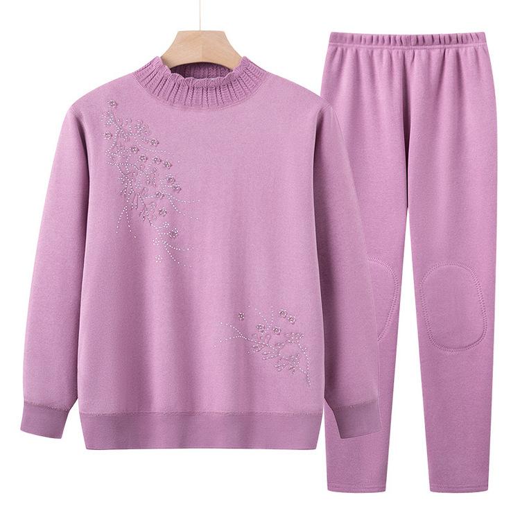 

Зимняя одежда бабушки, плюс бархатный термокомплект для женщин пожилого возраста, толстый свитер, одежда для мамы на осень и длинные брюки, одежда для пожилых 4XL