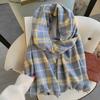 Warm Soft Scarf Plaid Print Women Shawl New Mohair Wool Scarf  Women
