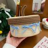 1PC Cute Cotton Thread Woven Storage Basket Home with Lid Storage Sundries Storage Basket Desktop Dustproof Ornament Drawer Storage