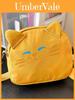 Cute Cat Mini Shoulder Bag With Cotton Material And Zipper Closure For Daily Use