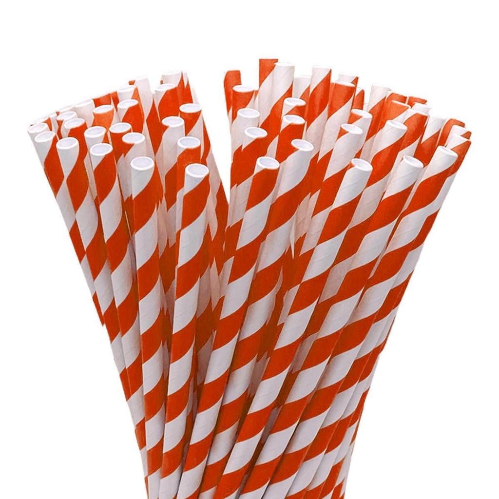 25-Pack Striped Biodegradable Paper Straws for Milk Tea and Beverages