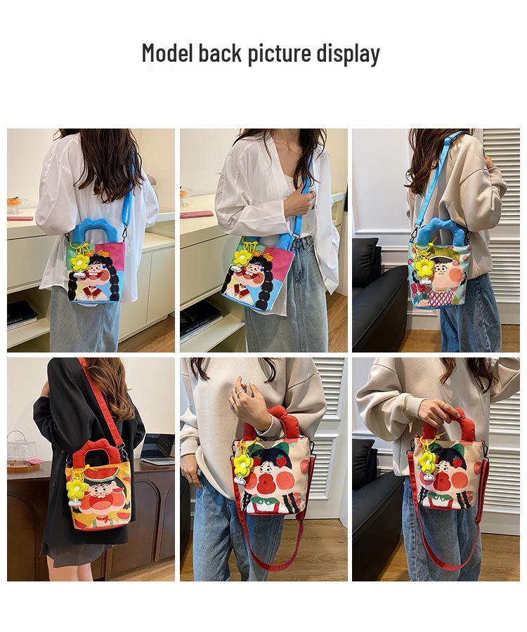 2025 Cute Goofy Cartoon Canvas Handbag - Single Shoulder & Crossbody Bag Backpack
