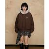 Women's Winter Warm Fur Collar Hooded Quilted Padded Jacket Brown Loose Causal Short Style Cotton-padded Coat