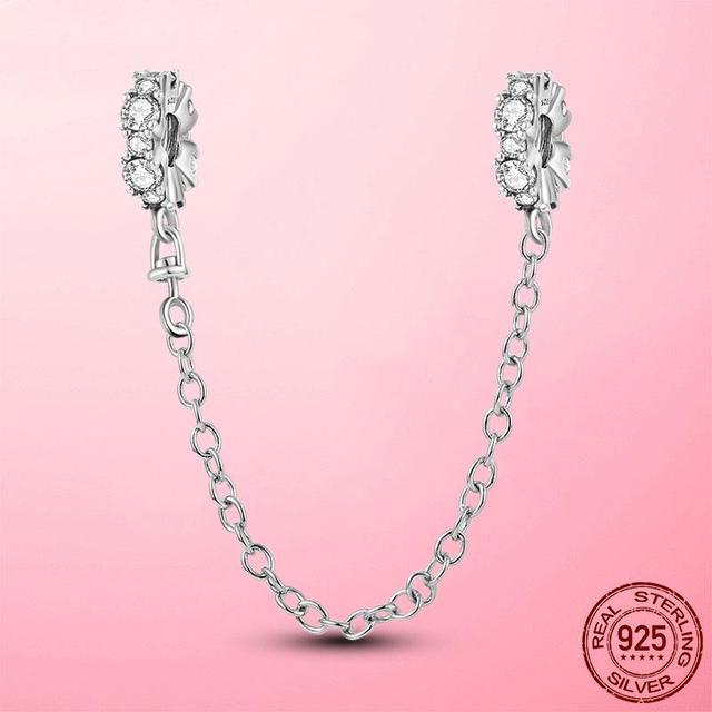 925 Sterling Silver Beads Classic Safety Chain Stopper Clip Charm Fit Original Fashion Bracelet Silver 925 Jewelry Making Gift