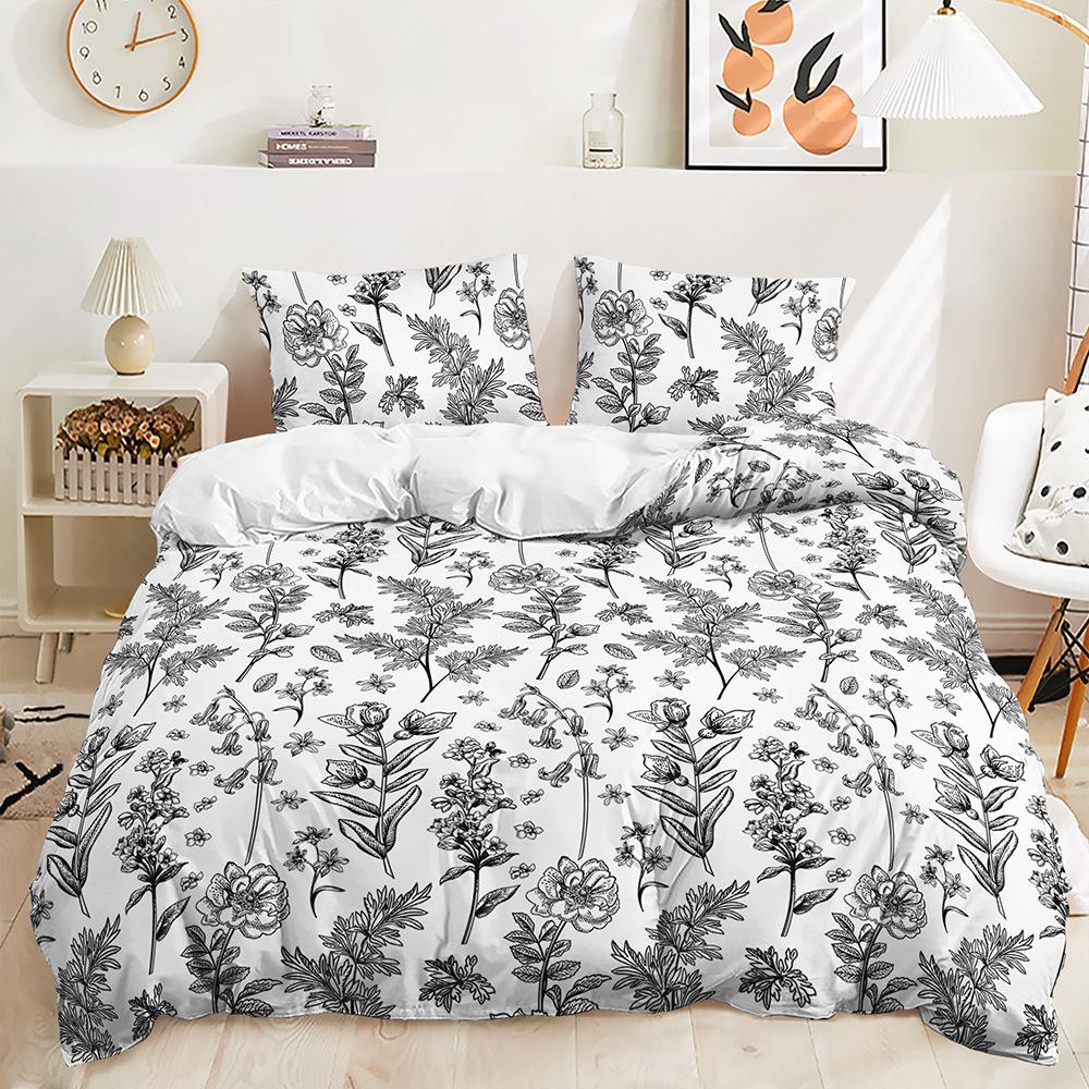Bed Three-Piece Plant Floral Kit Pastoral Quilt Cover Two-Piece Bedroom